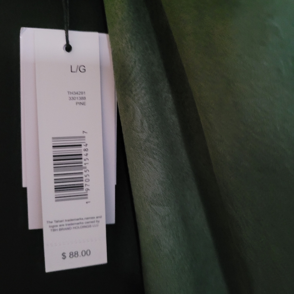 TAHARI Notch Collar Open Front  Coat In Green. NWT Sz L MSRP $88 - Picture 8 of 9